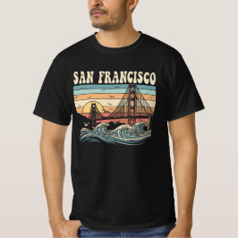 Retro San Francisco Golden Gate Bridge Sunset  T-Shirt