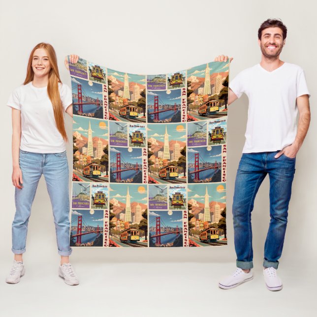 Retro San Francisco Patchwork Fleecedecke (Beispiel)
