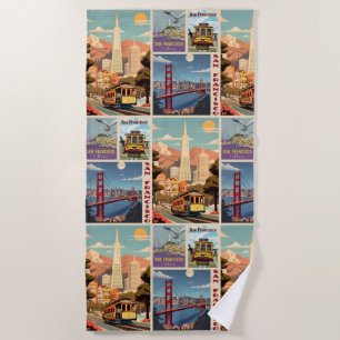 Retro San Francisco Patchwork Strandtuch