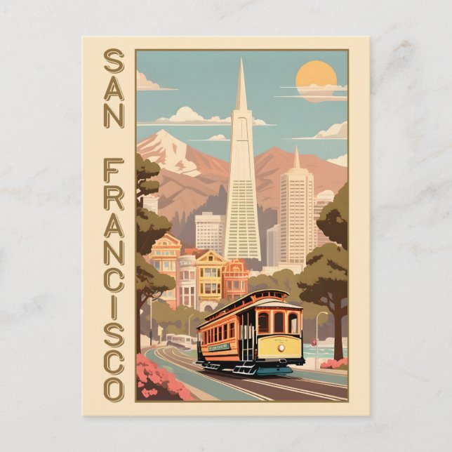 Retro San Francisco Postkarte (Vorderseite)