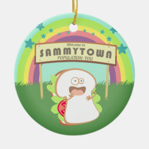 Retro Sandwich lustiges Essen Weihnachtsgeschmack Keramikornament