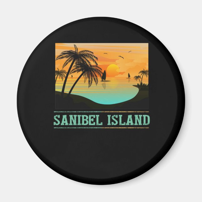 Retro Sanibel Island Florida Tropical Sunset Beach Magnet (Vorne)
