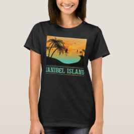 Retro Sanibel Island Florida Tropical Sunset Beach T-Shirt