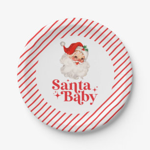 Retro Santa Baby Weihnachts-Baby-Party Pappteller