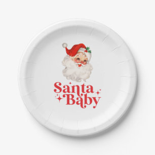 Retro Santa Baby Weihnachts-Baby-Party Pappteller