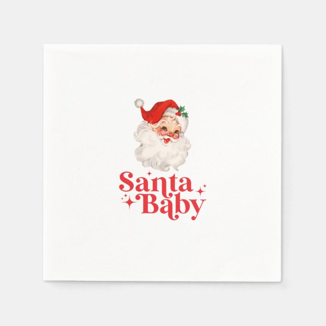 Retro Santa Baby Weihnachtsdusche Serviette (Vorderseite)