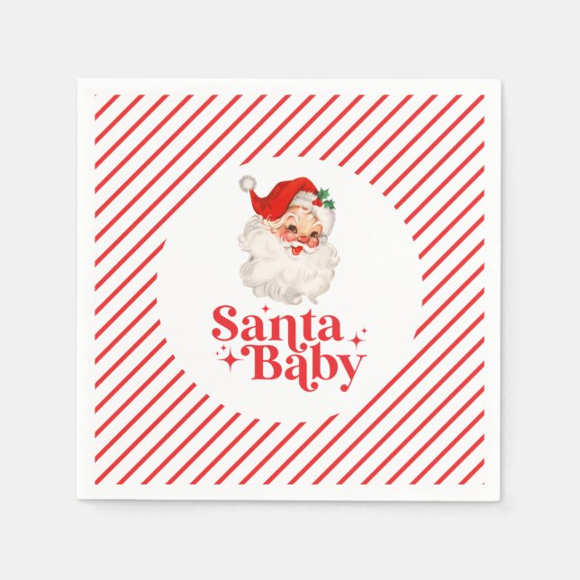 Retro Santa Baby Weihnachtsdusche Serviette (Vorderseite)