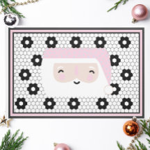 Retro Santa Black und White Tile Weihnachten