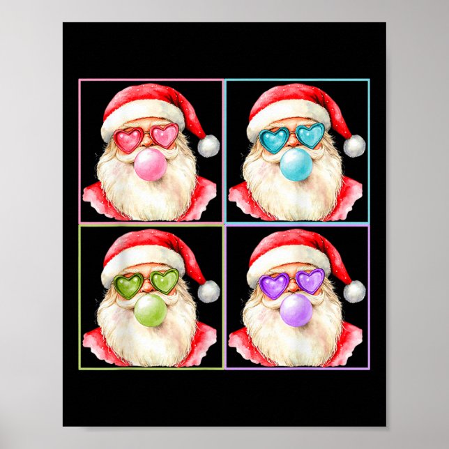 Retro Santa Blowing Bubble Gum P Art Sungles Chris Poster (Vorne)