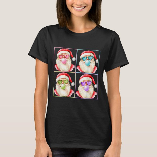 Retro Santa Blowing Bubble Gum P Art Sungles Chris T-Shirt (Vorderseite)