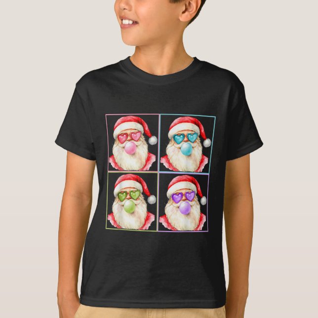 Retro Santa Blowing Bubble Gum P Art Sungles Chris T-Shirt (Vorderseite)