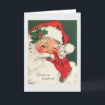 Retro Santa Christmas Card Karte<br><div class="desc">Retro / Vintage Weihnachten Grußkarte. Der Weihnachtsmann legt seinen Finger vor der Nase! Weihnachts Grüße!</div>