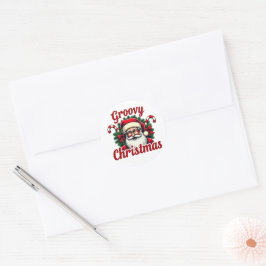 Retro Santa Christmas - Groovy Holiday Style Runder Aufkleber