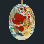 Retro Santa Christmas Ornament<br><div class="desc">Machen Sie mit diesen Weihnachtsschmuckstücken Ihre Weihnachtsfeier ganz besonders. Sake-Ornamente mit Viktorianischen Designs vollständig restauriert für beste Druckqualität. Einfach mit Namen und Datum anpassen.</div>