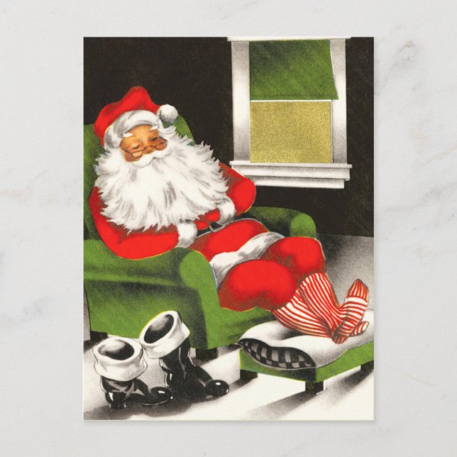Retro Santa Christmas Postkarten (Vorderseite)