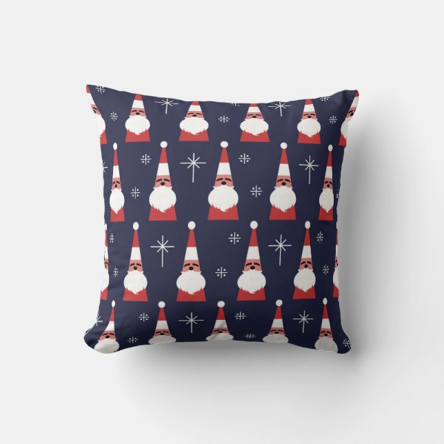 Retro Santa Christmas Red Pattern Kissen (Vorderseite)