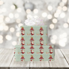 Retro Santa Claus Ausschnitt mit Geschenken Geschenkpapier