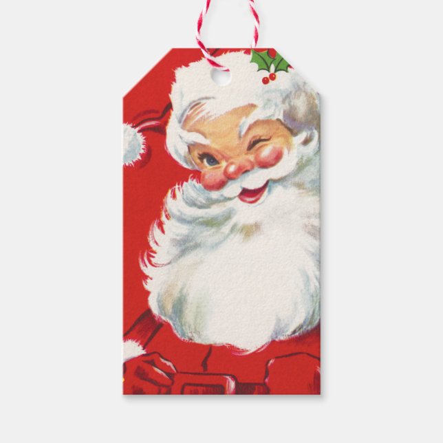 Retro Santa Claus Gift Tags Geschenkanhänger (Vorderseite)