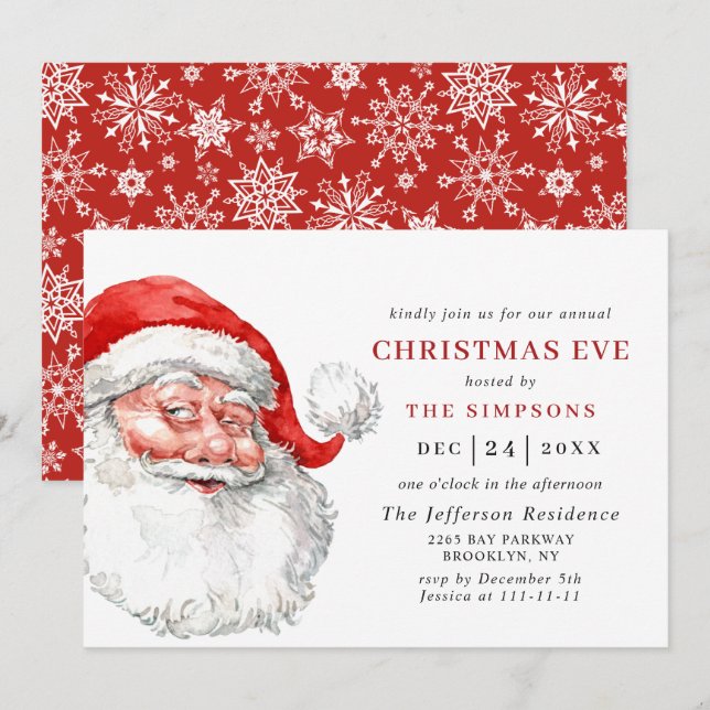 Retro Santa Claus Holiday CHRISTMAS EVE Einladung (Vorne/Hinten)