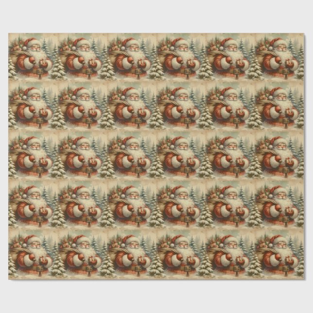 Retro Santa Claus Illustration Geschenkpapier (Flach)