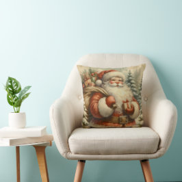 Retro Santa Claus Illustration Kissen