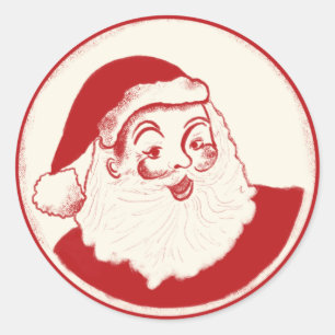 Retro Santa Claus Illustration Weihnachtsaufkleber Runder Aufkleber