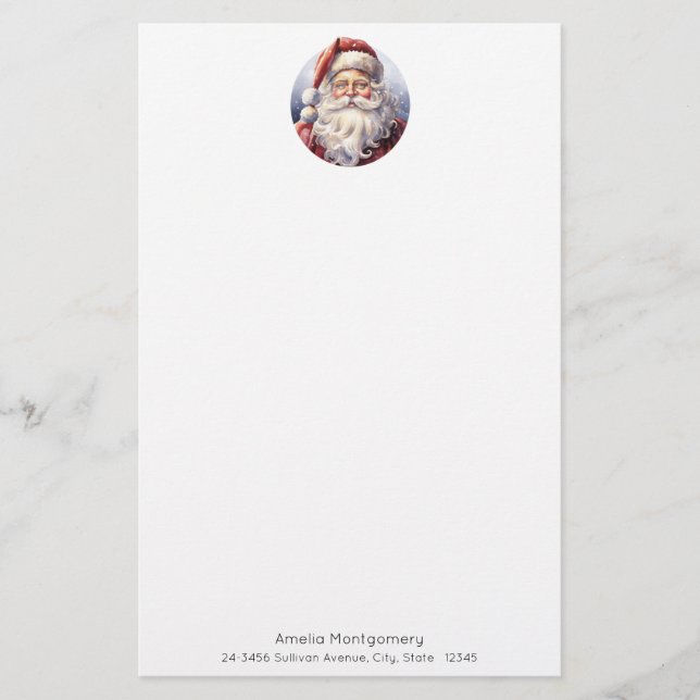 Retro Santa Claus in einem Red Hat Weihnachten Briefpapier (Vorderseite)