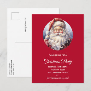 Retro Santa Claus in einem Red Hat Weihnachten Einladungspostkarte