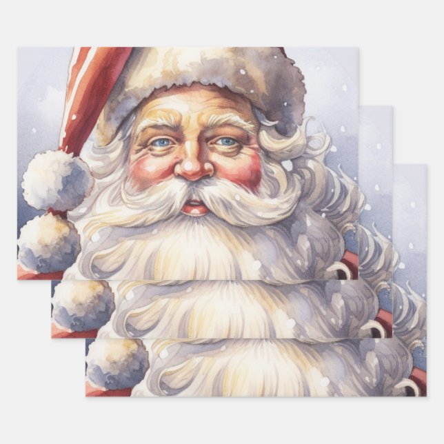 Retro Santa Claus in einem Red Hat Weihnachten Geschenkpapier Set (Set)