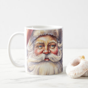 Retro Santa Claus in einem Red Hat Weihnachten Kaffeetasse