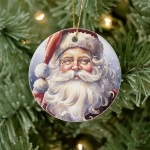 Retro Santa Claus in einem Red Hat Weihnachten Keramik Ornament