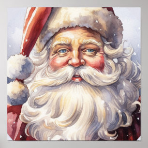 Retro Santa Claus in einem Red Hat Weihnachten Poster