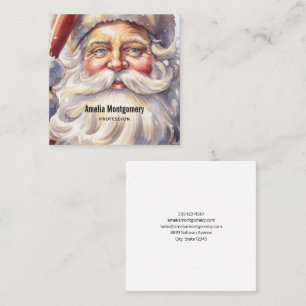 Retro Santa Claus in einem Red Hat Weihnachten Quadratische Visitenkarte