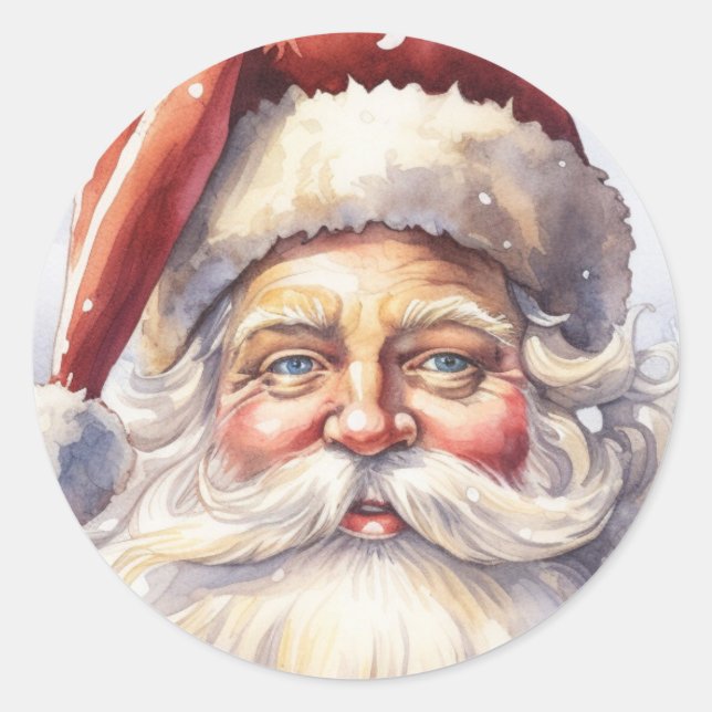 Retro Santa Claus in einem Red Hat Weihnachten Runder Aufkleber (Vorderseite)