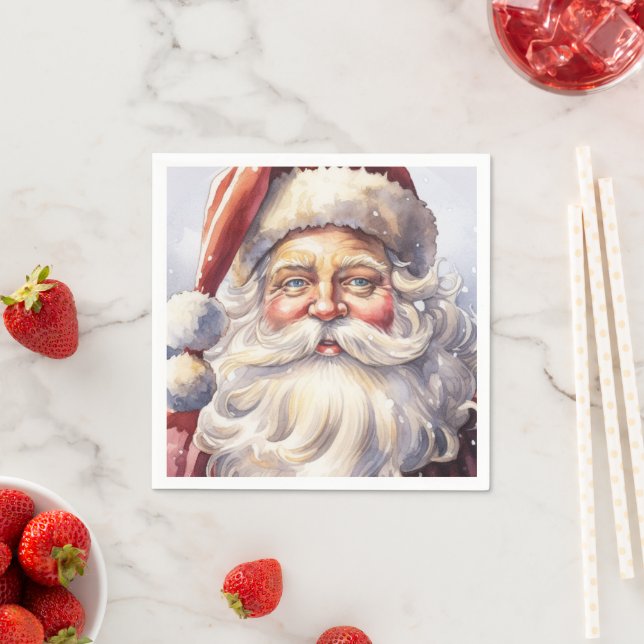 Retro Santa Claus in einem Red Hat Weihnachten Serviette (Beispiel)