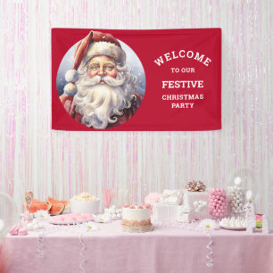 Retro Santa Claus in einem Red Hat Weihnachts-Part Banner