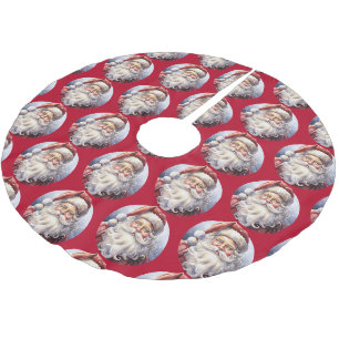 Retro Santa Claus in einem Red Hat Weihnachtsmuste Polyester Weihnachtsbaumdecke