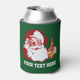 Retro Santa Claus mit Bierweihnachtsgebäck Dosenkühler