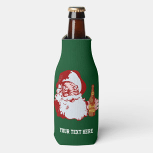 Retro Santa Claus mit Bierweihnachtsgebäck Flaschenkühler
