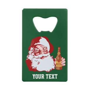 Retro Santa Claus mit einem Bier Weihnachten Custo Geldbeutel Flaschenöffner