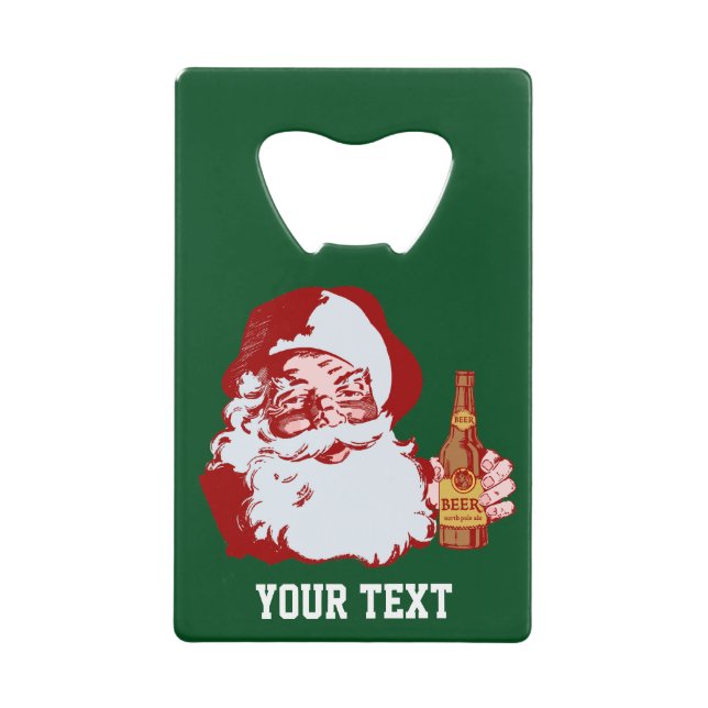 Retro Santa Claus mit einem Bier Weihnachten Custo Geldbeutel Flaschenöffner (Vorderseite)