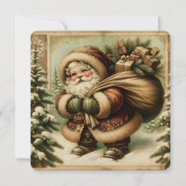 Retro Santa Claus mit Geschenken Einladung
