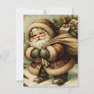 Retro Santa Claus mit Geschenken Postkarte