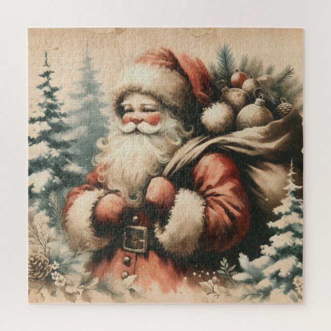 Retro Santa Claus mit Ornamenten (Vertikal)