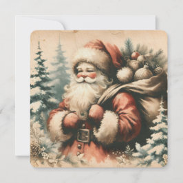 Retro Santa Claus mit Ornamenten Einladung