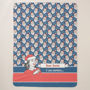 Retro Santa Claus Red White und Blue Christmas Sherpadecke