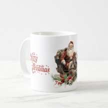 Retro Santa Claus reiten Pferde und heilige Beeren
