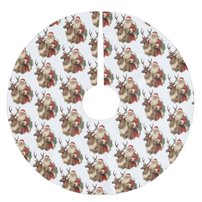 Retro Santa Claus Reitstall Polyester Weihnachtsbaumdecke (Vorderseite)