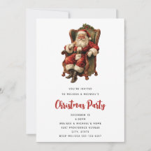 Retro Santa Claus sitzt in einem Stuhl Weihnachten