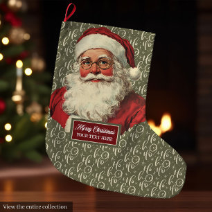 Retro Santa Claus Strumpf Alter Urlaub Großer Weihnachtsstrumpf